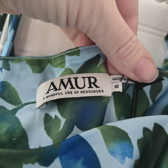 NWT Amur Ravenna Puff Sleeve Top Blue Green 10 - Picture 7 of 11